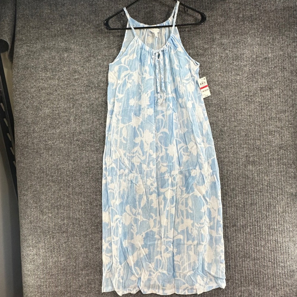 Charter Club Gown Womens XS Blue New Cotton Floral Sleeveless Nightgown